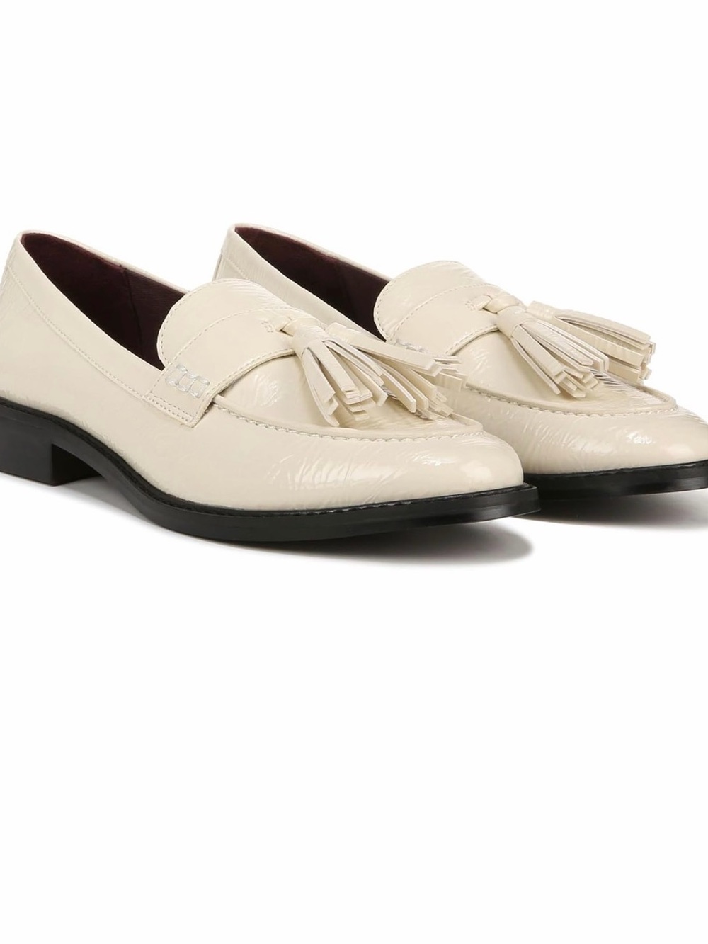 Franco Sarto Cream Patent Leather Tassel Loafers